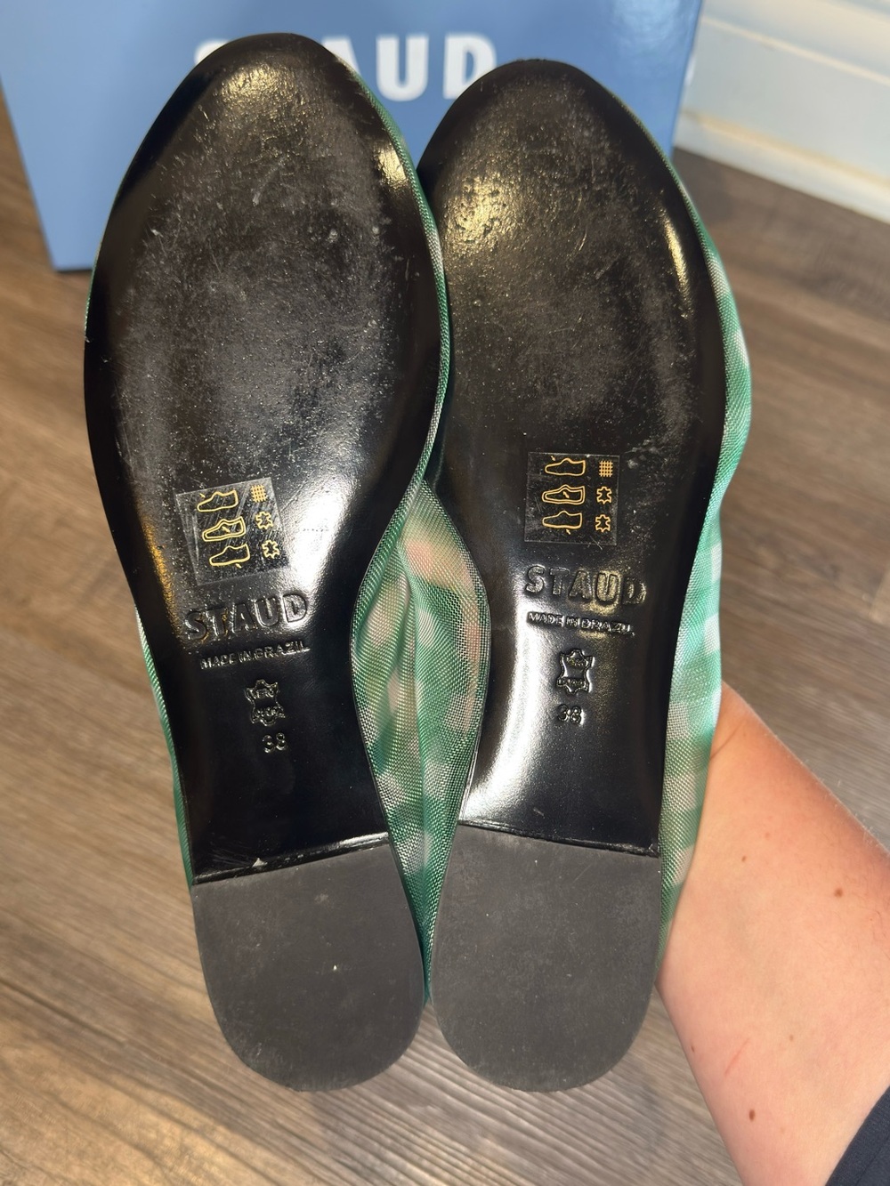 STAUD Alba Jade Gingham Mesh Ballet Flats - Picture 11 of 15